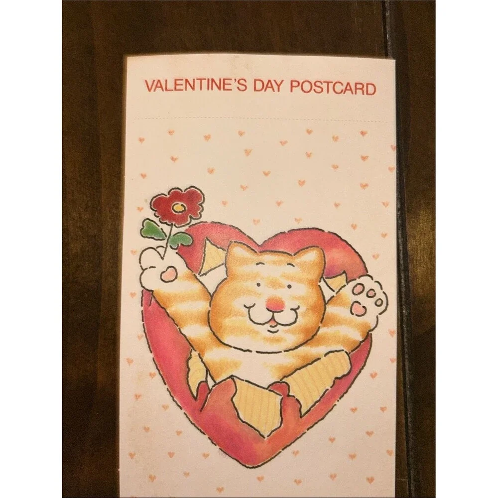 Vintage UNUSED Valentine's Day Cat Postcard - Pair Set of 2 Collectible